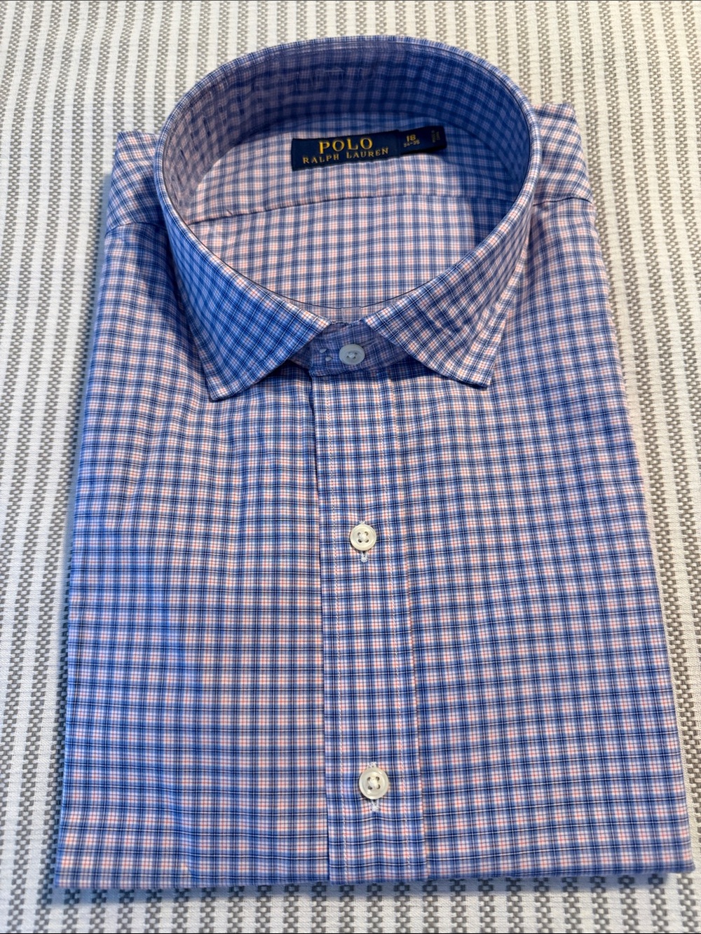 NWT Mens Polo Ralph Lauren Check Dress Shirt 18 neck 34 35 sleeve
